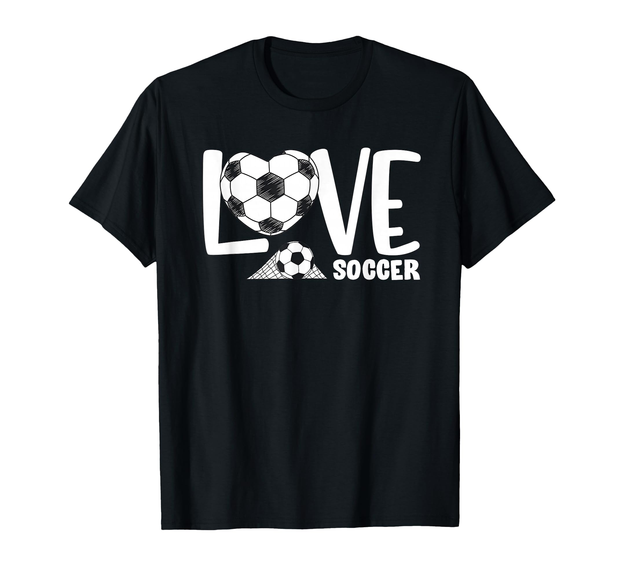 Love Soccer Player Ball And Goal Net T-Shirt - Custom Art Print for Adults