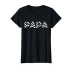 Checkered Race Car Papa White Black T-Shirt - Custom Art Print for Adults
