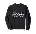 Fun Peace Love Soccer Lover Sweatshirt - Minimalist Print for Adults