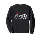 Fun Peace Love Soccer Lover Sweatshirt - Minimalist Print for Adults