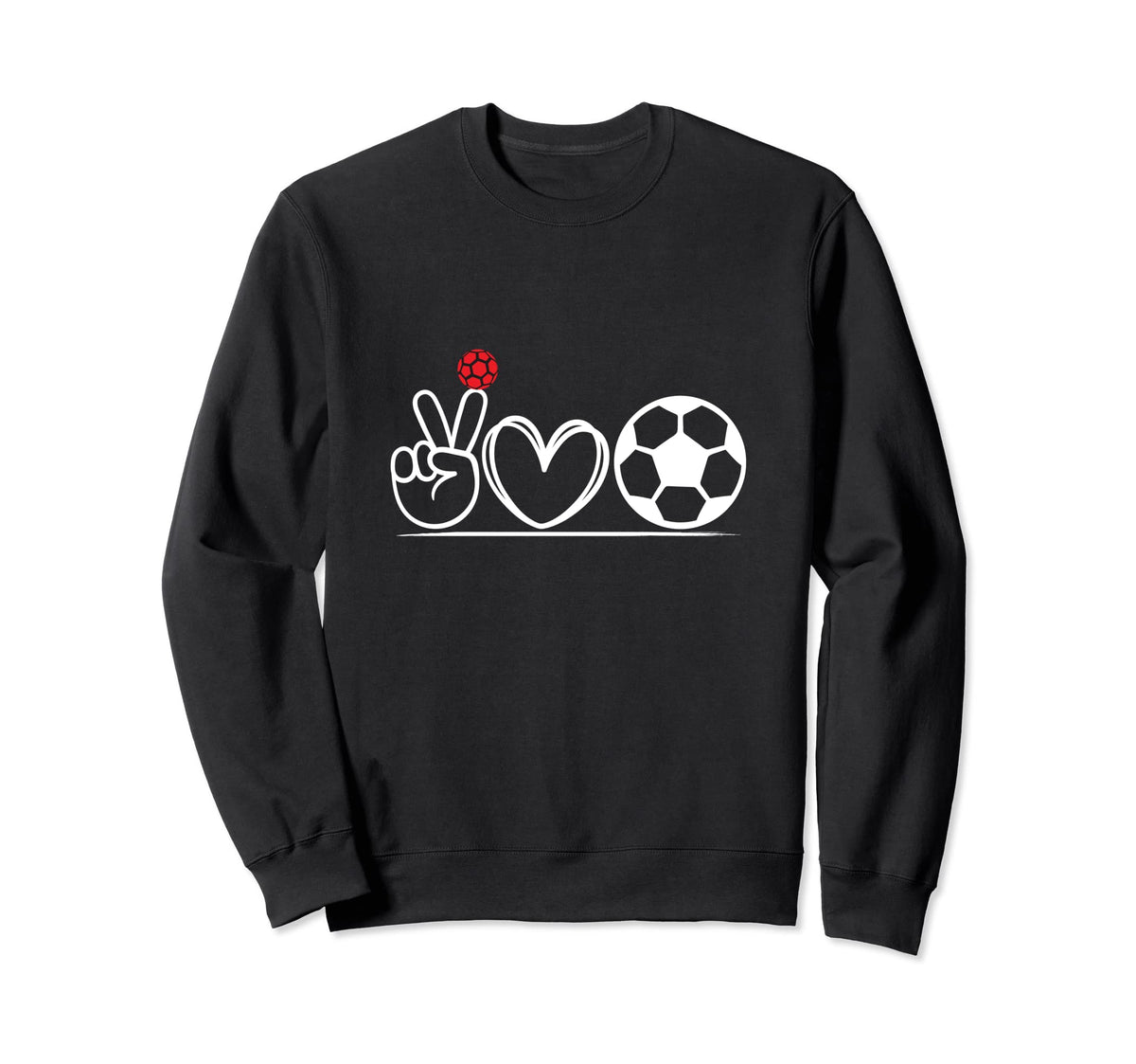 Fun Peace Love Soccer Lover Sweatshirt - Minimalist Print for Adults