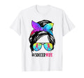 Soccer Wife Messy Bun Hair Glasses T-Shirt - Fun Novelty Design for Adults