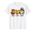 Peace Love Spain Messy Bun Spanish T-Shirt - Trendy Graphic for Adults