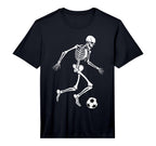 Soccer Skeleton Playing Soccer T-Shirt - Casual Everyday Wear Men Women