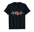 Usa Heart Portugal Heartbeat Flag T-Shirt - Minimalist Print Unisex