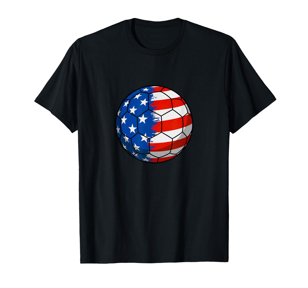 Patriotic Soccer Ball American Flag T-Shirt - Novelty Apparel for Adults