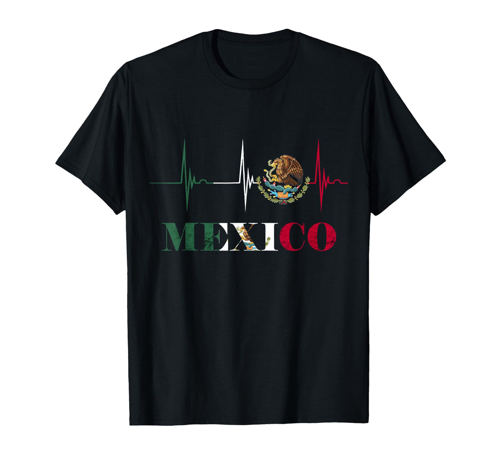 Heartbeat Ekg Pulse Mexico Emblem Mexico T-Shirt - Novelty Apparel Unisex