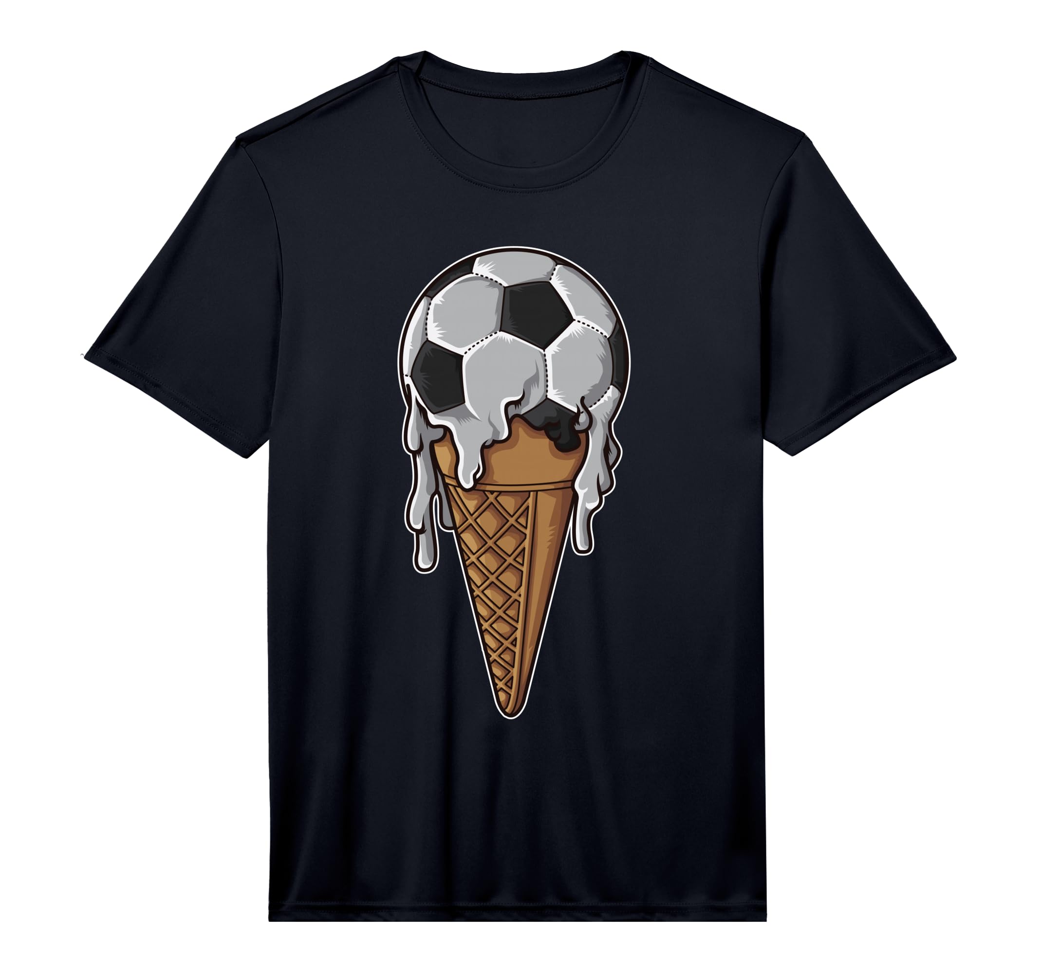 Soccer Sport Ice Cream Cone Melting T-Shirt - Minimalist Print for Adults