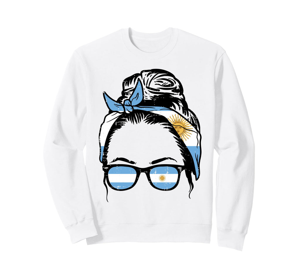Argentina Messy Bun Flag Soccer Sweatshirt - Streetwear Style Men Women
