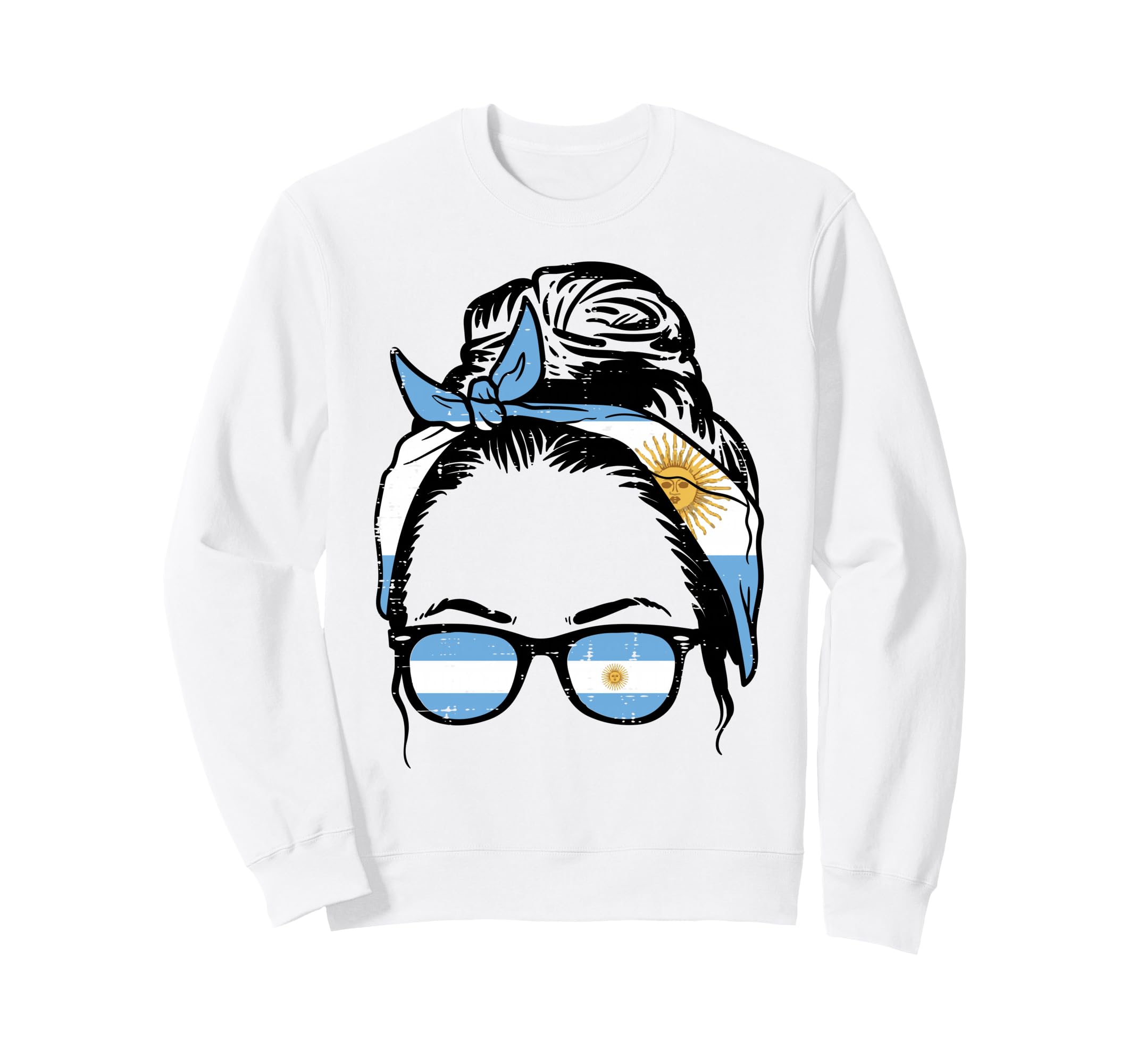 Argentina Messy Bun Flag Soccer Sweatshirt - Streetwear Style Men Women