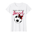 Peace Love Soccer Bow Teen Soccer Mom T-Shirt - Custom Art Print for Adults