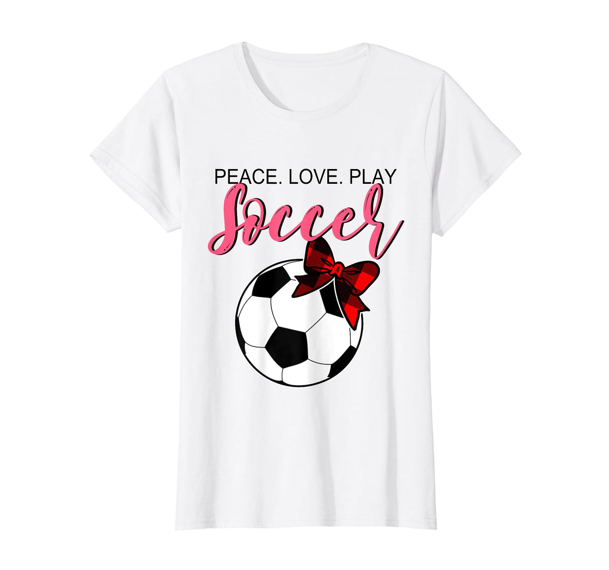 Peace Love Soccer Bow Teen Soccer Mom T-Shirt - Custom Art Print for Adults