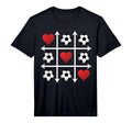 Soccer Valentine Heart Tic Tac Toe T-Shirt - Aesthetic Graphic Men Women