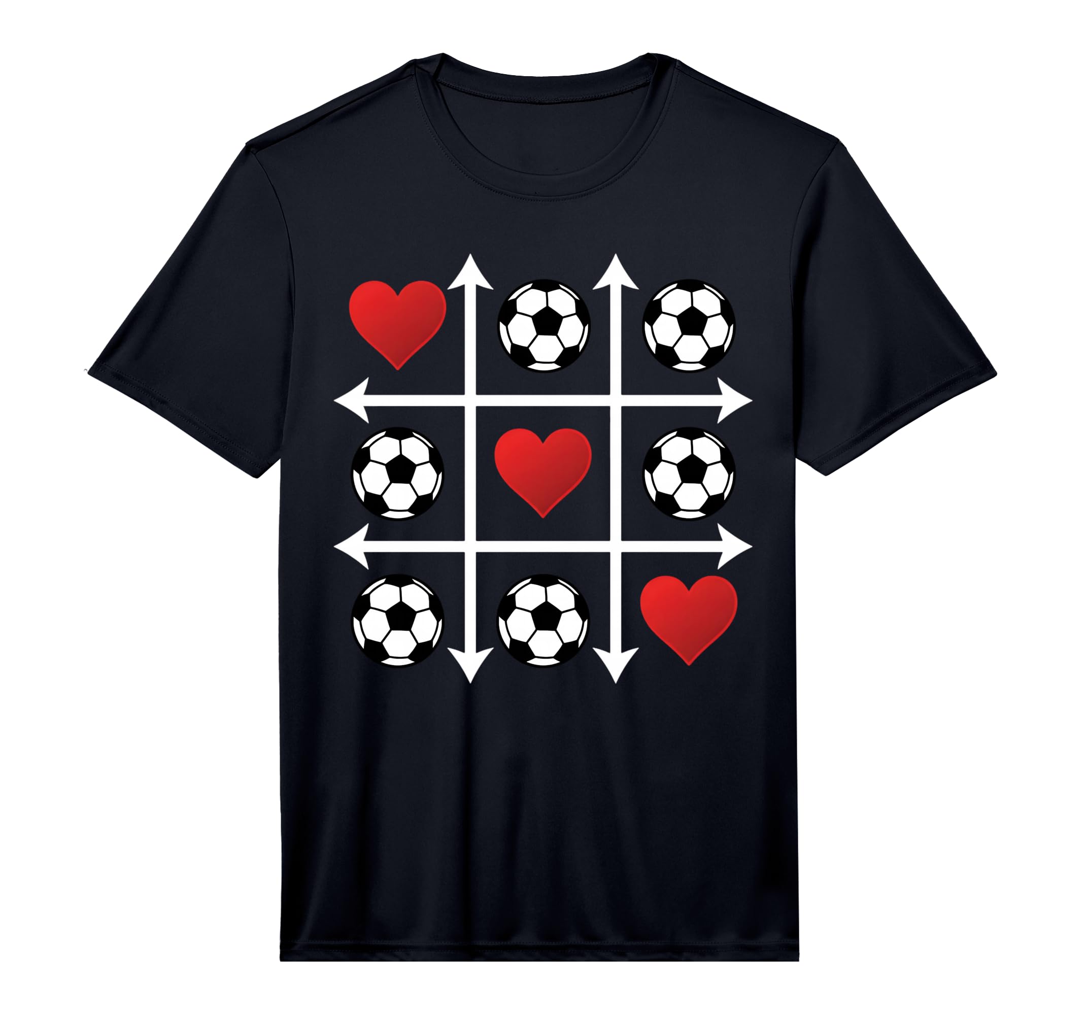 Soccer Valentine Heart Tic Tac Toe T-Shirt - Aesthetic Graphic Men Women