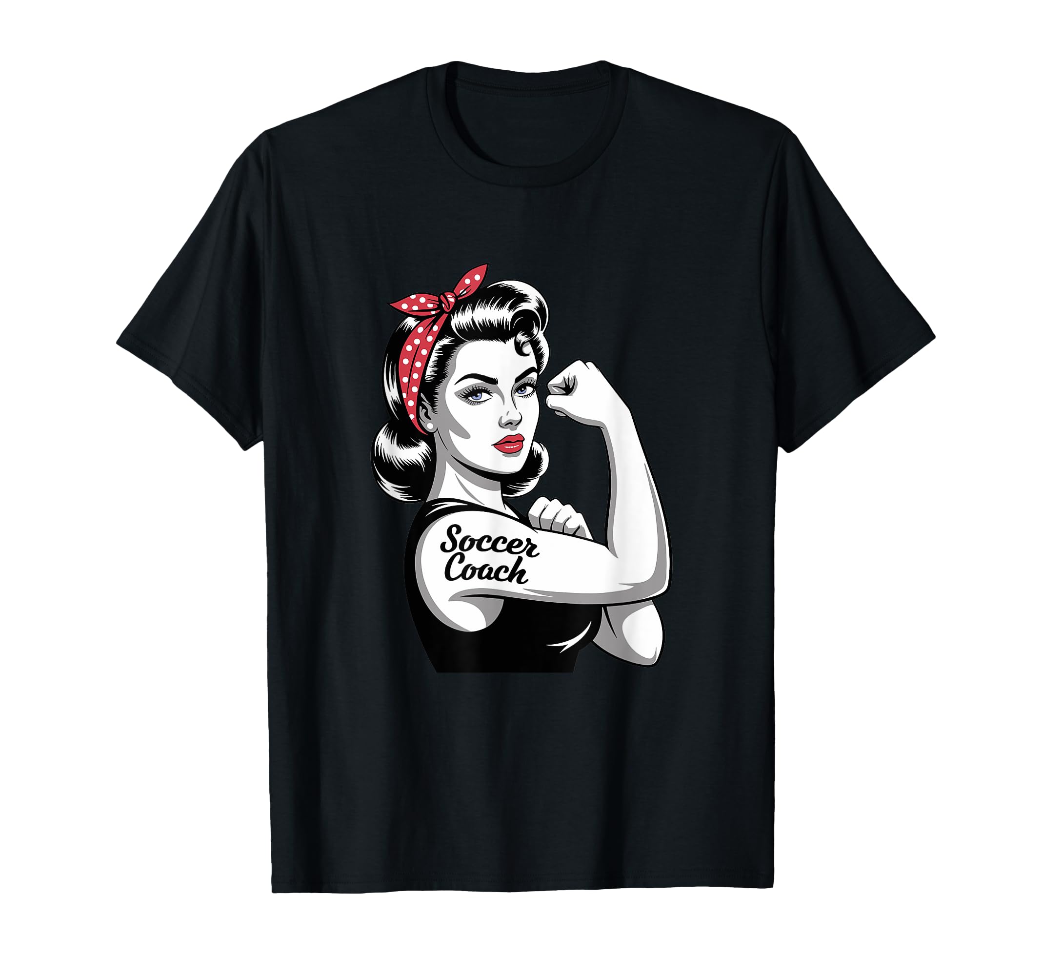 Female Soccer Coach Rosie Riveter T-Shirt - Aesthetic Graphic Unisex