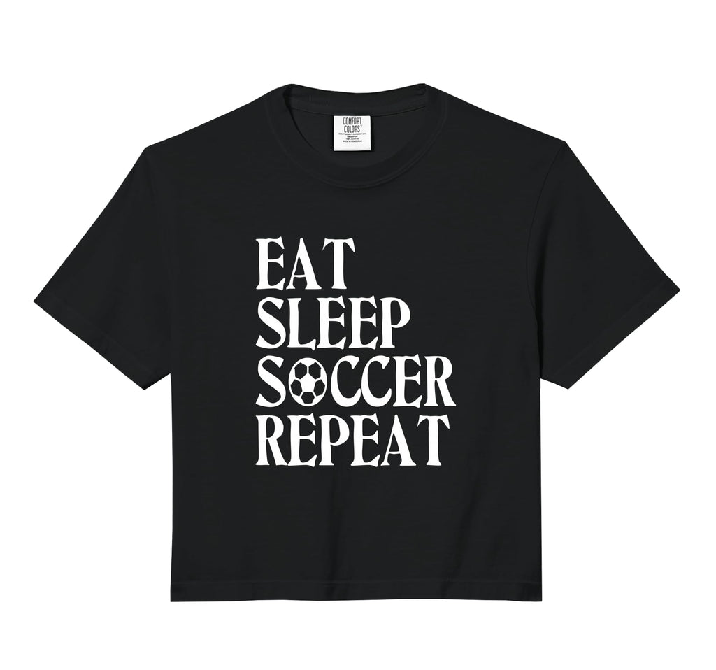 Eat Sleep Soccer Repeat Team Sport T-Shirt - Novelty Apparel for Adults