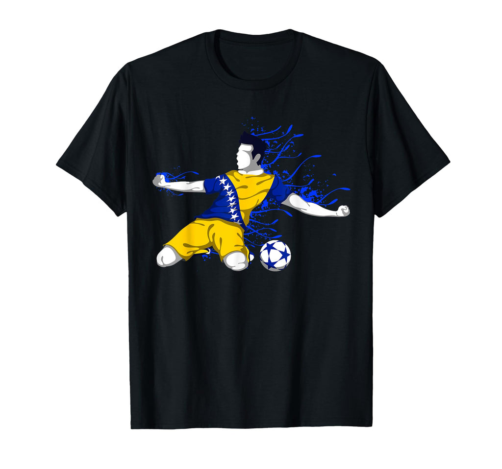 Bosnia And Herzegovina Soccer Team Flag T-Shirt - Graphic Print for Adults