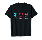 Peace Love Soccer Footballer T-Shirt - Aesthetic Graphic for Adults