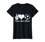 Soccer Player Peace Love Soccer Player T-Shirt - Minimalist Print Men Women