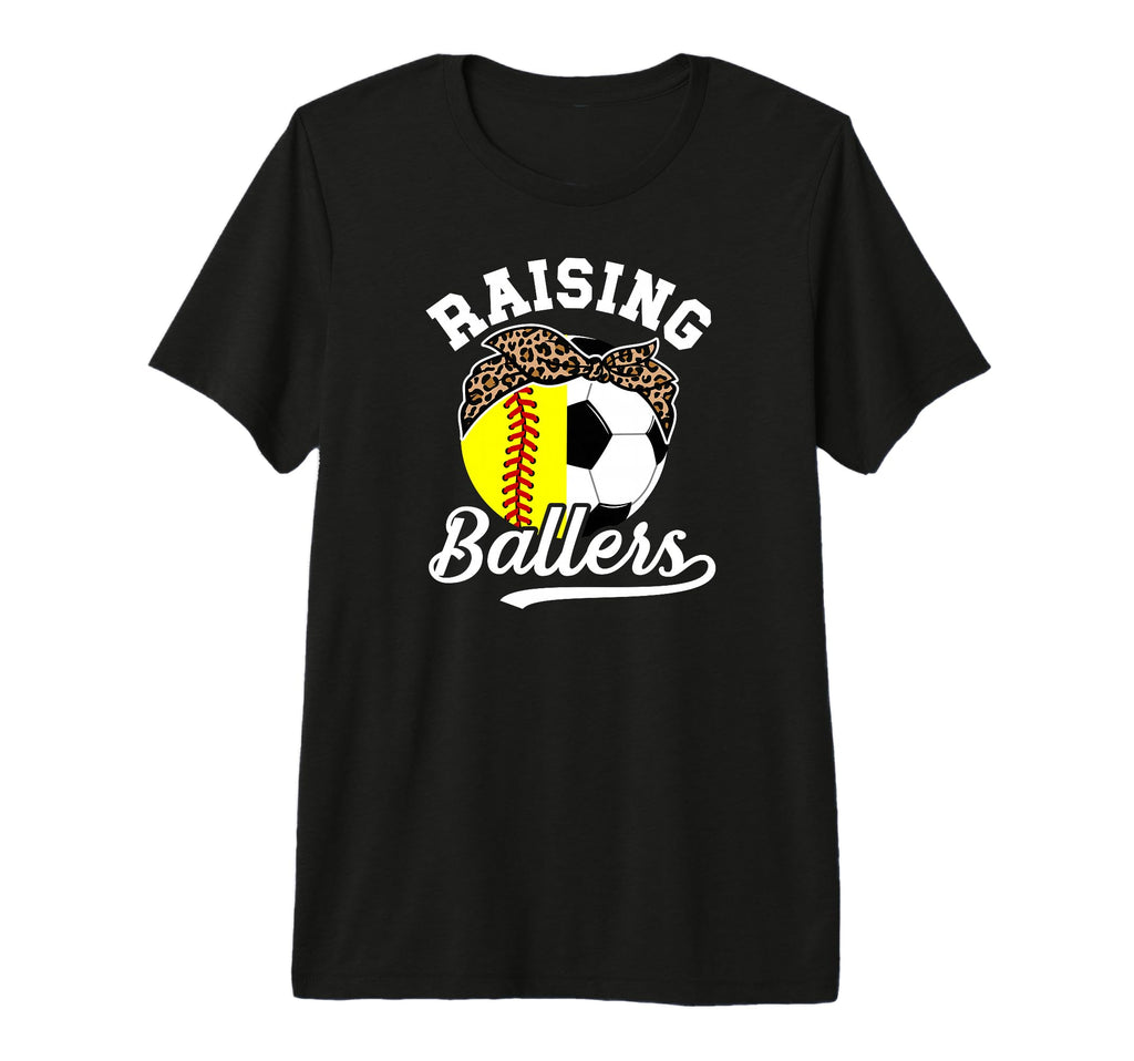 Raising Ballers Soccer Softball Mom T-Shirt - Unique Graphic for Adults