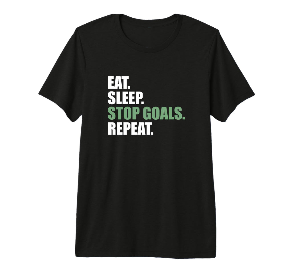 Goalkeeeper Soccer Goalie Eat Sleep Stop T-Shirt - Custom Art Print Unisex