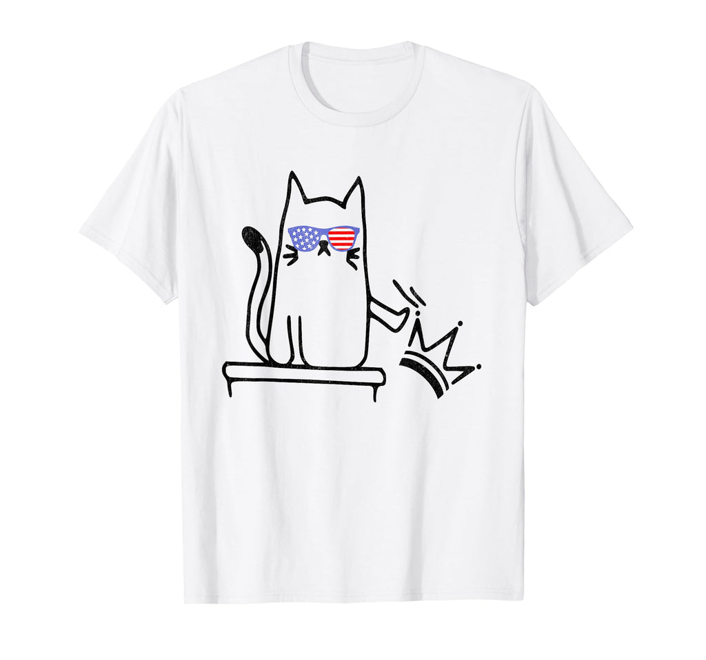 Cat No Kings America Funny T-Shirt - Fun Novelty Design Men Women