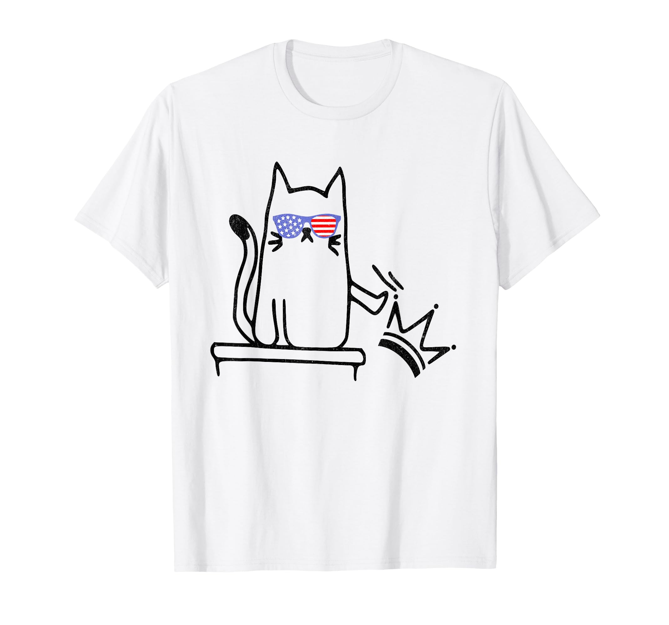 Cat No Kings America Funny T-Shirt - Fun Novelty Design Men Women
