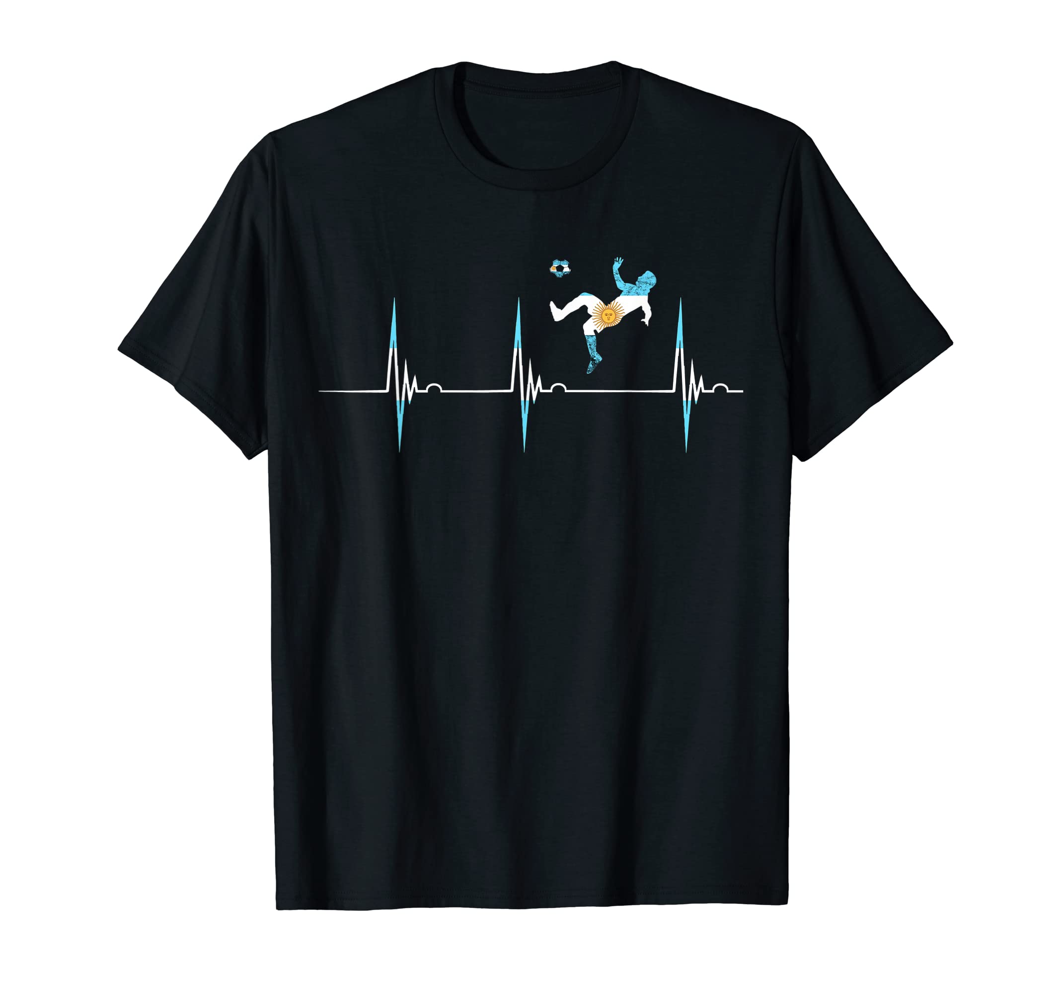 Argentina Flag Heartbeat Ekg Pulse T-Shirt - Fun Novelty Design Unisex