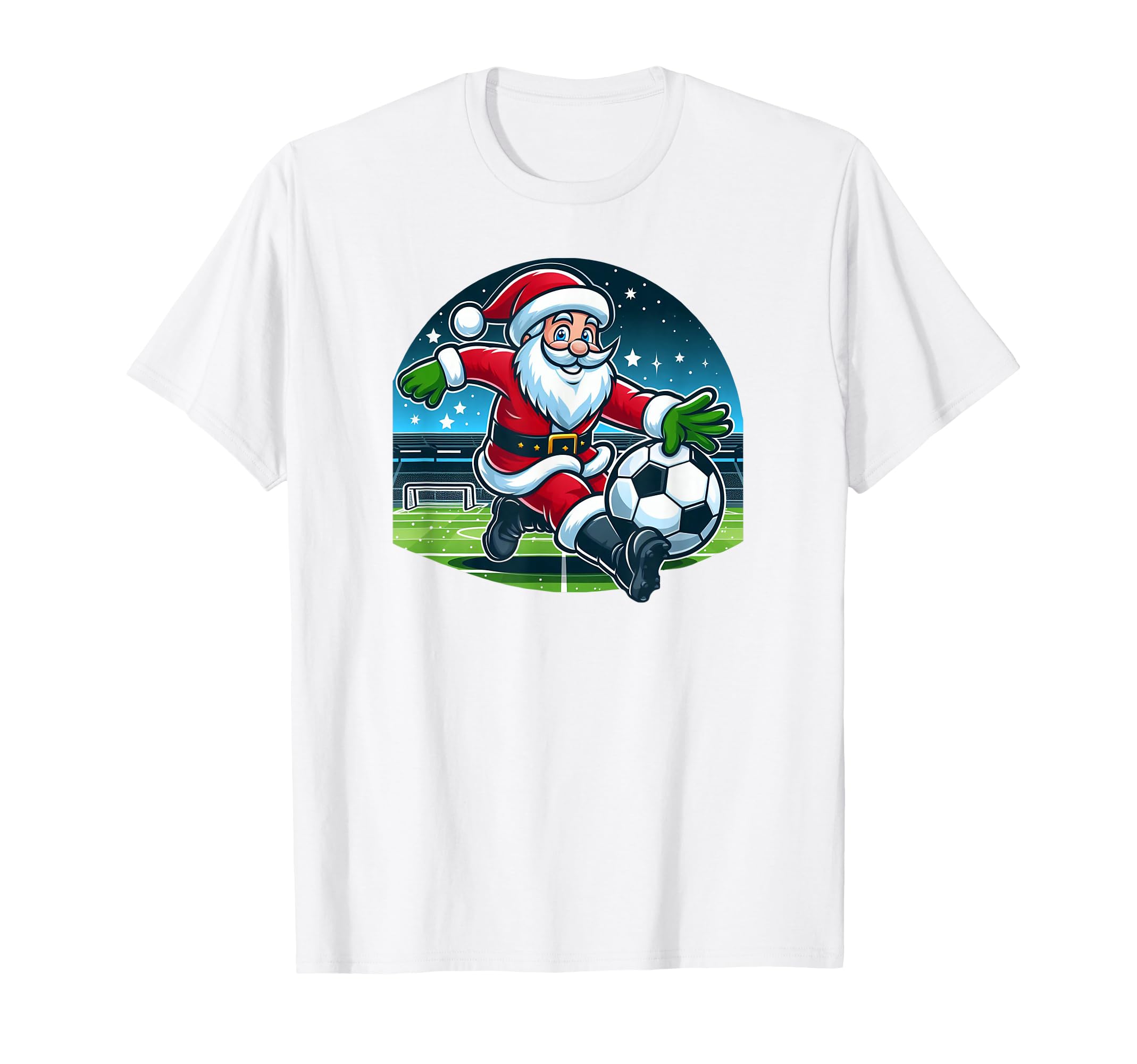 Santa Loves Soccer T-Shirt - Unique Graphic Unisex