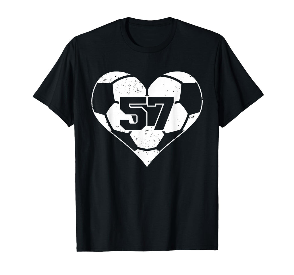 Soccer Heart Number 57 Jersey Sports T-Shirt - Minimalist Print for Adults