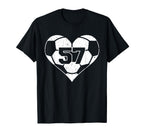 Soccer Heart Number 57 Jersey Sports T-Shirt - Minimalist Print for Adults