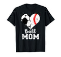 Ball Mom Heart Funny Baseball Soccer Mom T-Shirt - Unique Graphic Men Women