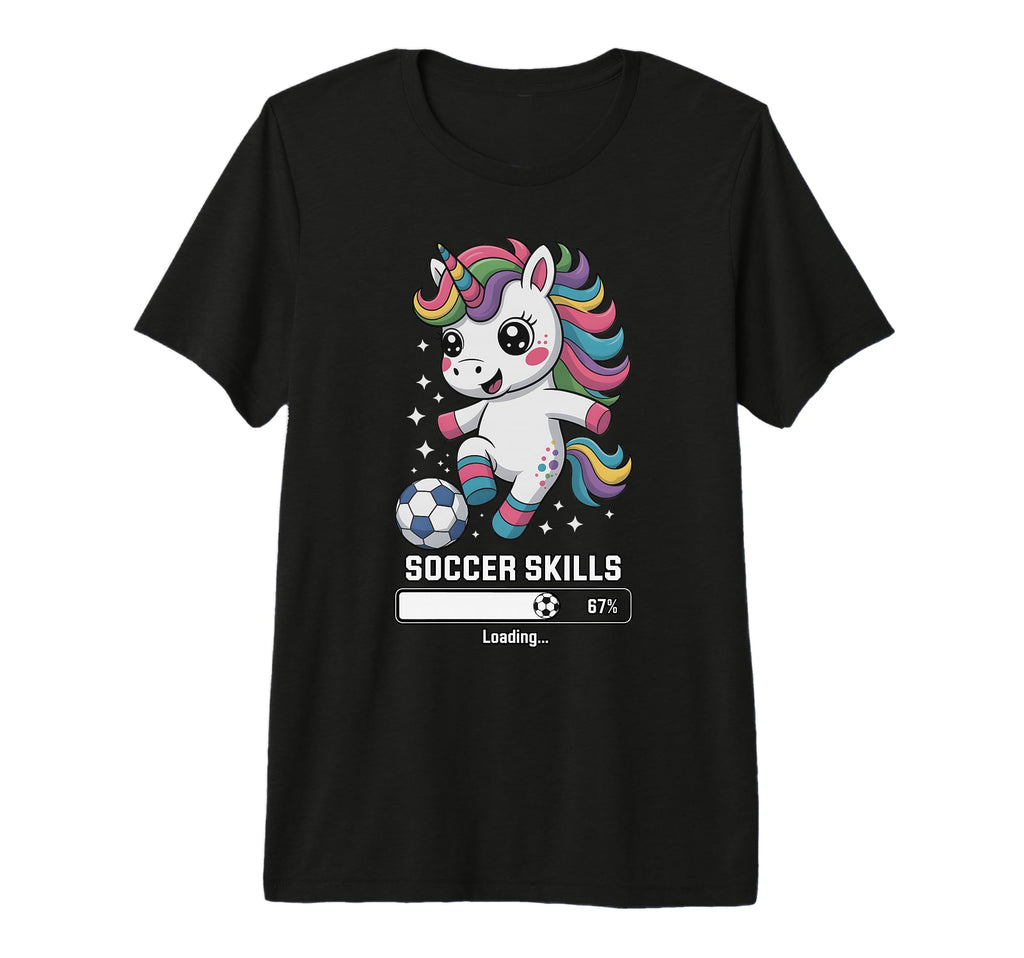 Kawaii Unicorn Soccer Skills Loading T-Shirt - Custom Art Print Men Women