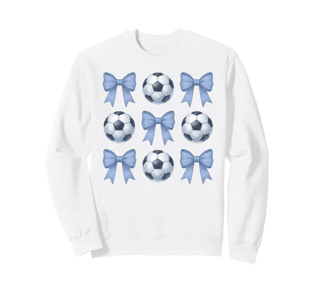 Soccer Coquette Toile Blue Bow Sweatshirt - Aesthetic Graphic for Adults
