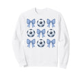 Soccer Coquette Toile Blue Bow Sweatshirt - Aesthetic Graphic for Adults