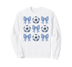 Soccer Coquette Toile Blue Bow Sweatshirt - Aesthetic Graphic for Adults