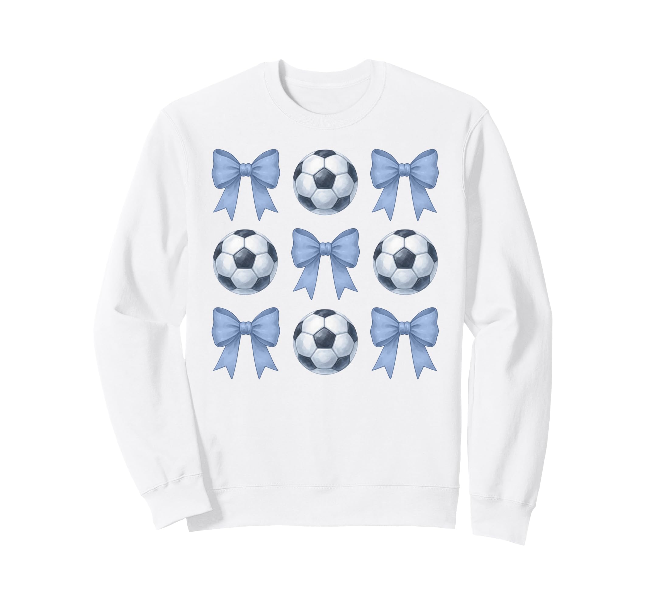Soccer Coquette Toile Blue Bow Sweatshirt - Aesthetic Graphic for Adults