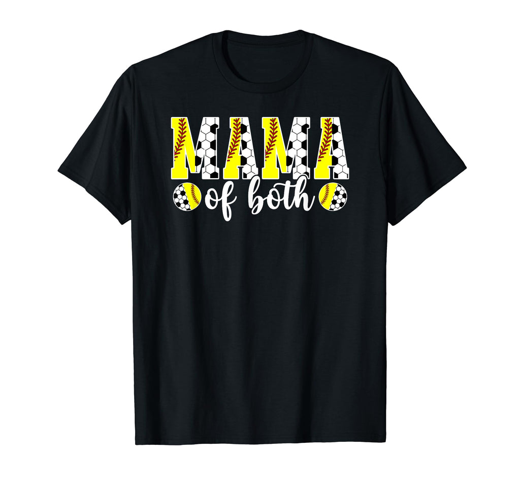 Mama Both Softball Soccer Mom Soccer T-Shirt - Custom Art Print for Adults