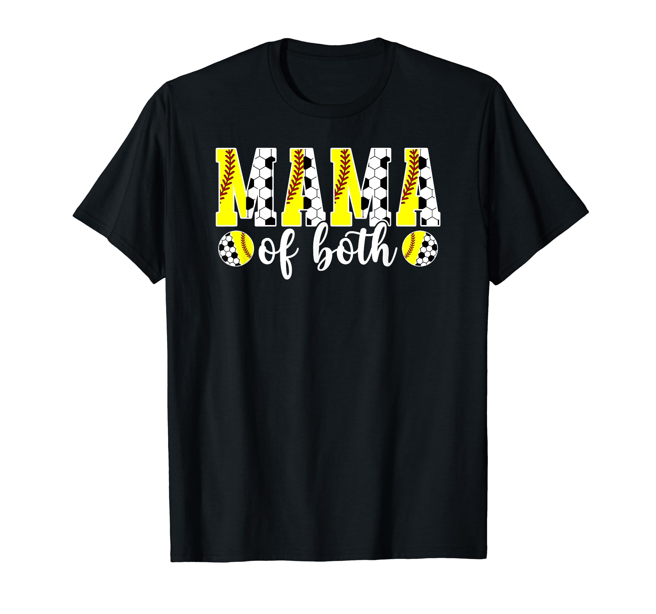 Mama Both Softball Soccer Mom Soccer T-Shirt - Custom Art Print for Adults