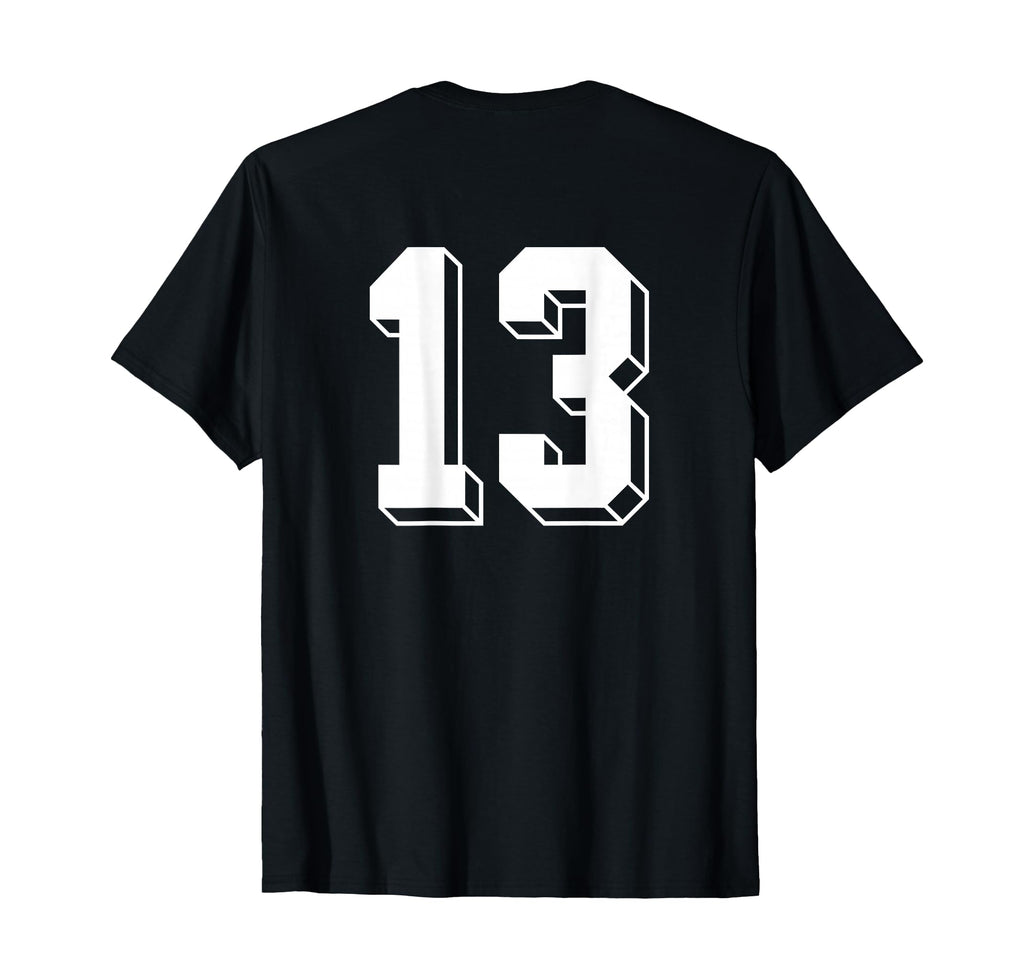 Number 13 Backside 80S 90S Team T-Shirt - Fun Novelty Design Men Women