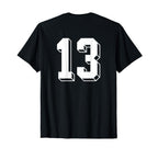Number 13 Backside 80S 90S Team T-Shirt - Fun Novelty Design Men Women