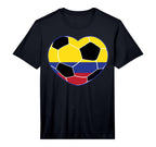 Colombia Soccer Ball Heart Colombian T-Shirt - Graphic Print for Adults