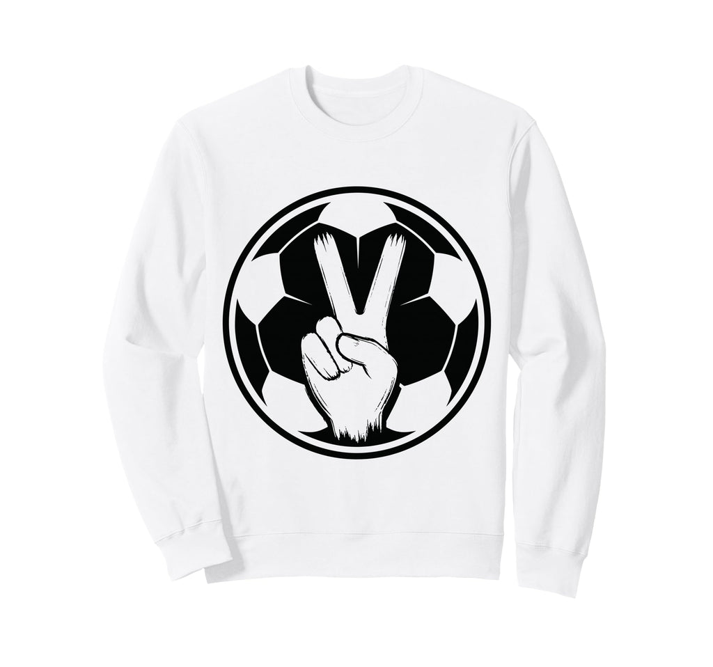 Soccer Peace Sign V Fingers Ball Sweatshirt - Aesthetic Graphic for Adults
