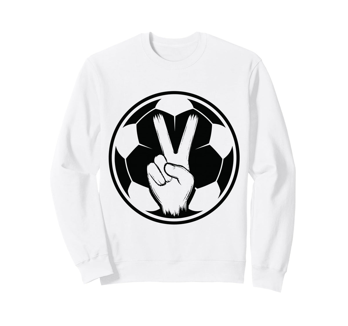 Soccer Peace Sign V Fingers Ball Sweatshirt - Aesthetic Graphic for Adults