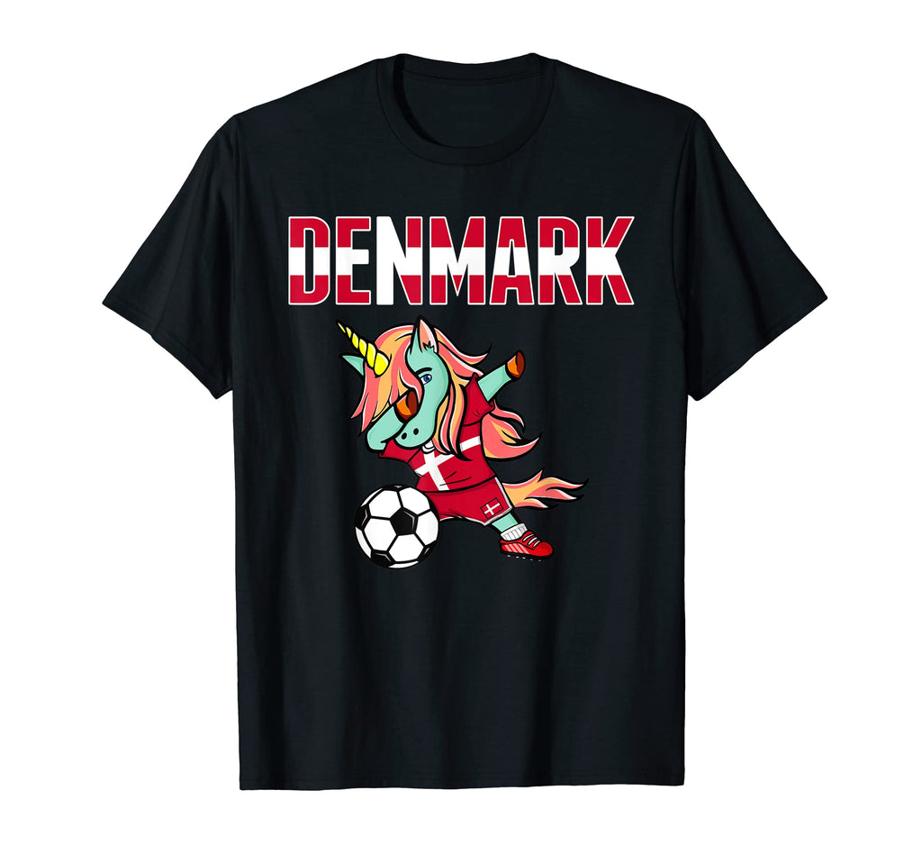 Dabbing Green Unicorn Denmark Soccer T-Shirt - Novelty Apparel Men Women