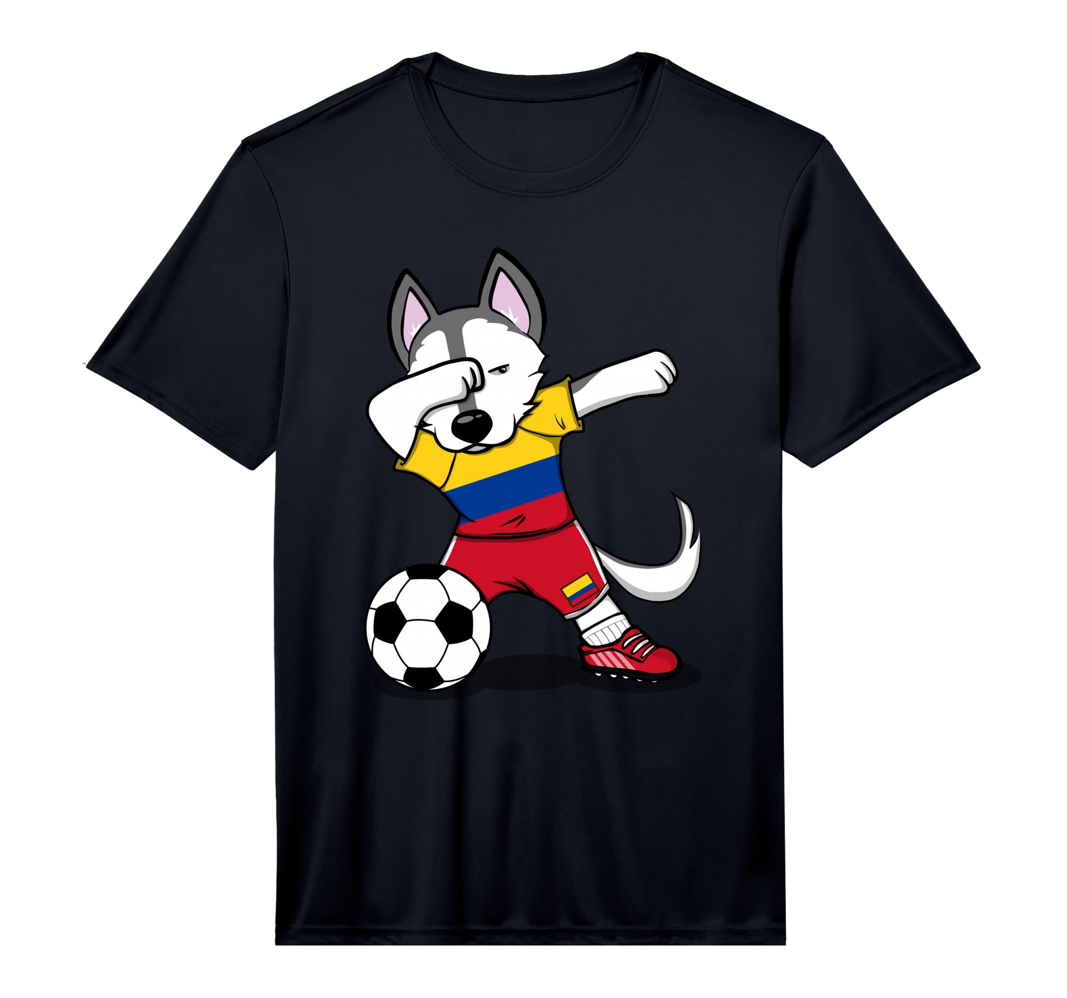 Dabbing Husky Dog Colombia Football T-Shirt - Trendy Graphic Unisex