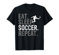 Eat Sleep Soccer Repeat Soccer T-Shirt - Minimalist Print for Adults
