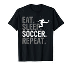 Eat Sleep Soccer Repeat Soccer T-Shirt - Minimalist Print for Adults