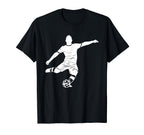 Silhouette Soccer Player T-Shirt - Casual Everyday Wear Men Women