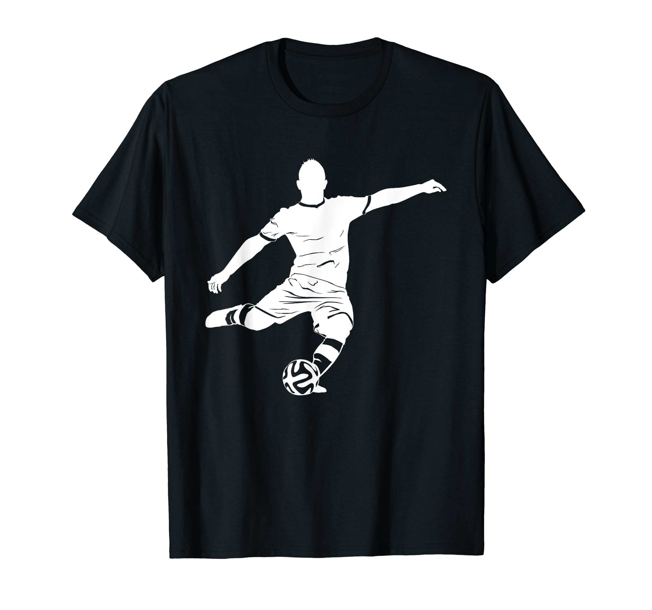 Silhouette Soccer Player T-Shirt - Casual Everyday Wear Men Women